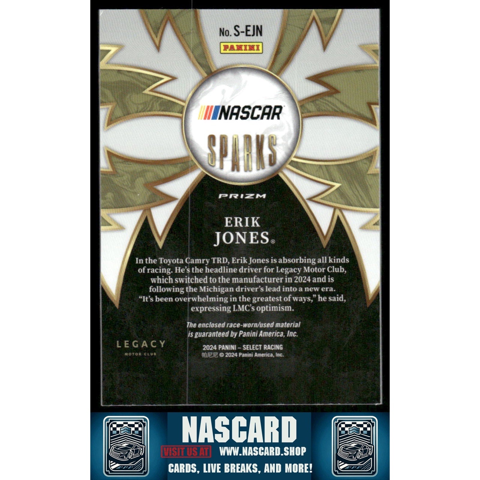 2024 Panini Select #S-EJN Erik Jones Sparks Flash Prizms - NASCARD.shop