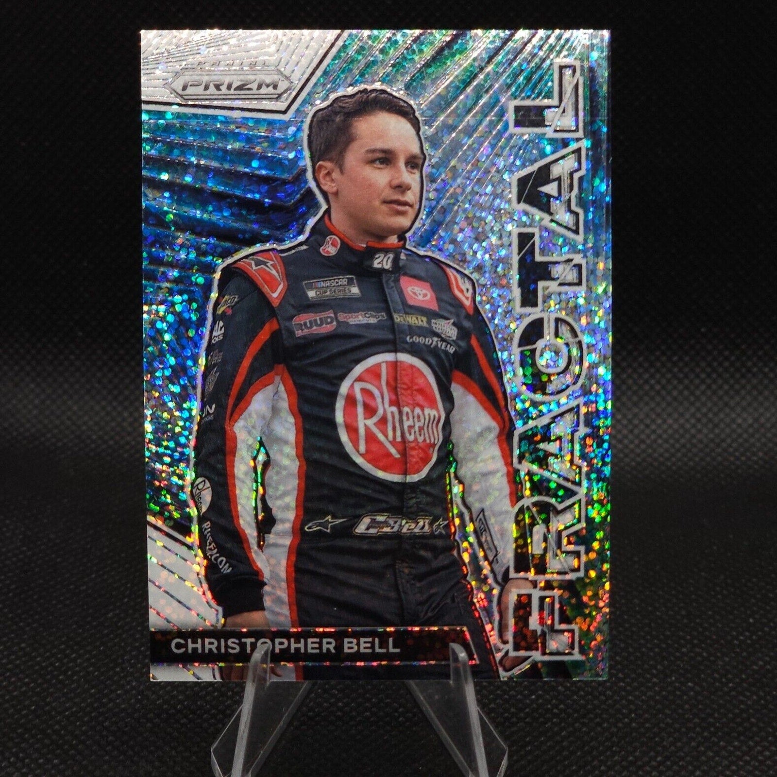 2023 Panini Prizm Racing Fractal White Sparkle Prizm #F13 Christopher Bell - NASCARD.shop