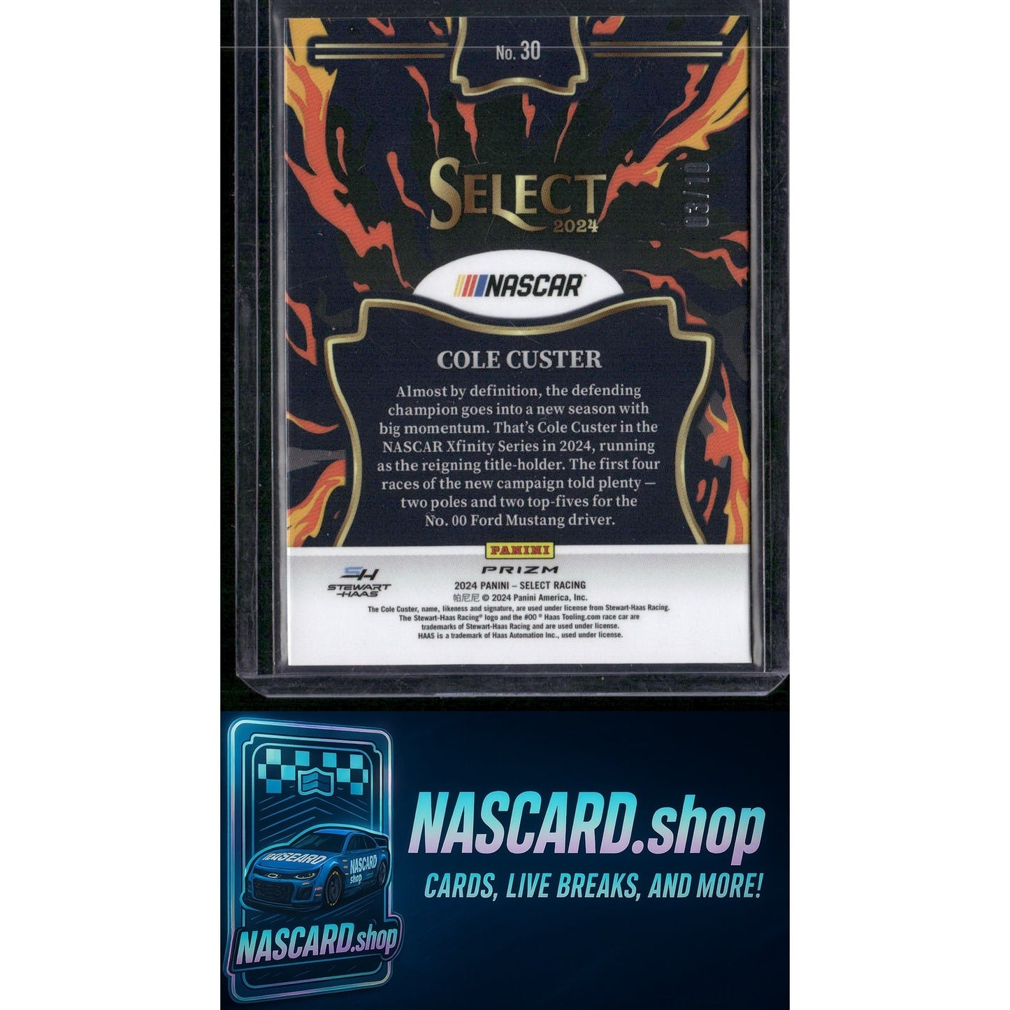 2024 Panini Select #30 Cole Custer En Fuego Gold Prizms #/10