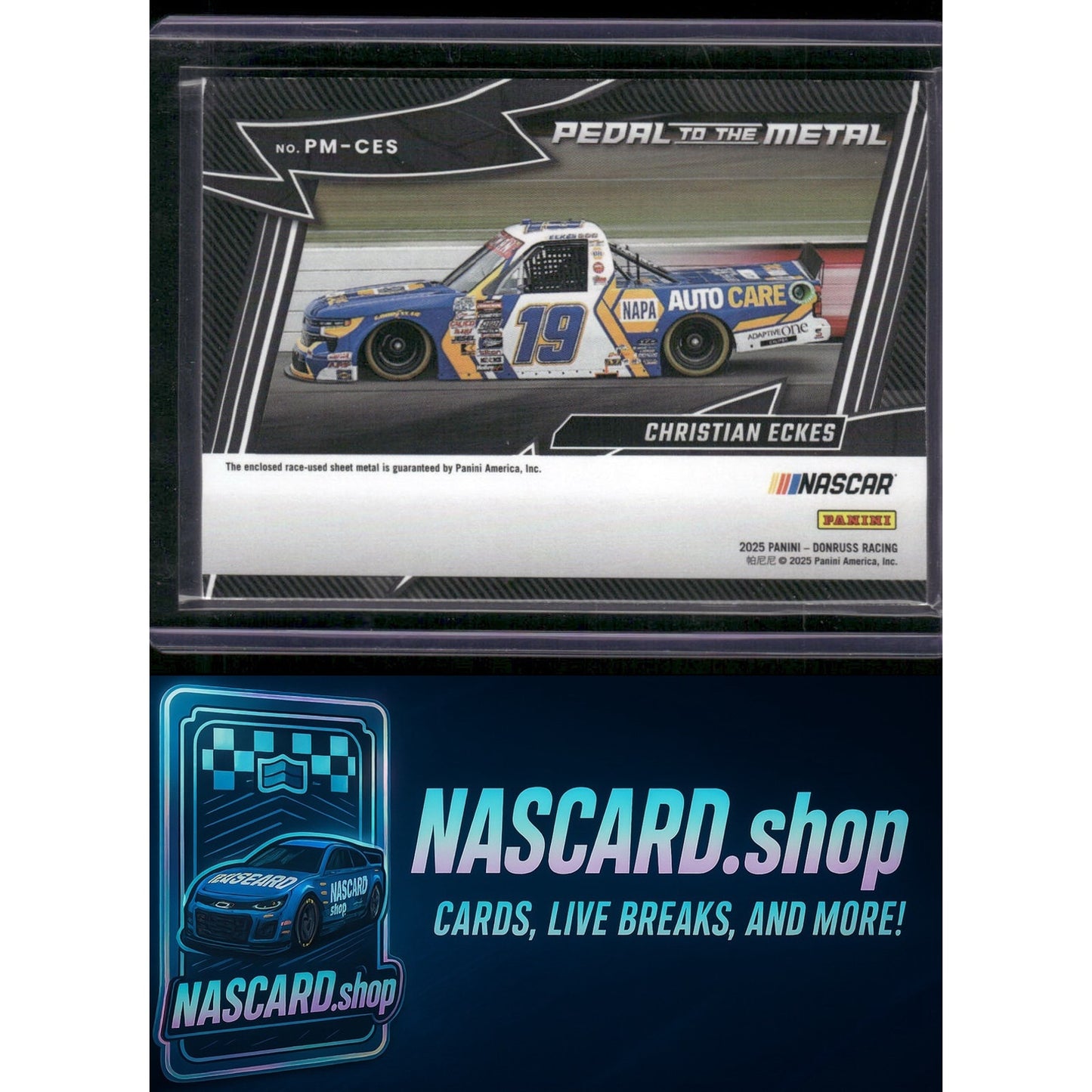 2025 Donruss #PM-CES Christian Eckes Pedal to the Metal Materials