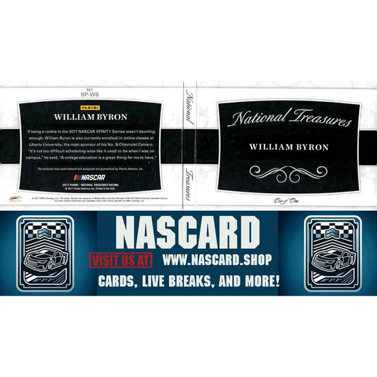 2017 National Treasures William Byron Rookie Chevy Patch Booklet Chevy Patch 1/1 - NASCARD.shop