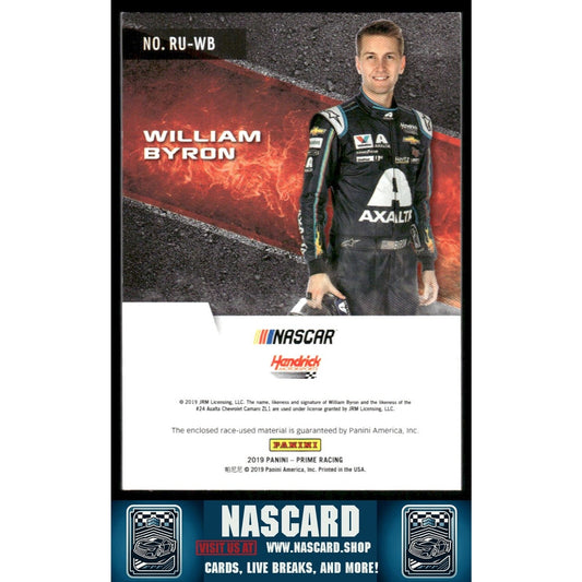 2019 Panini Prime #RU-WB William Byron Race Used Firesuits Laundry Tags 1/1 - NASCARD.shop