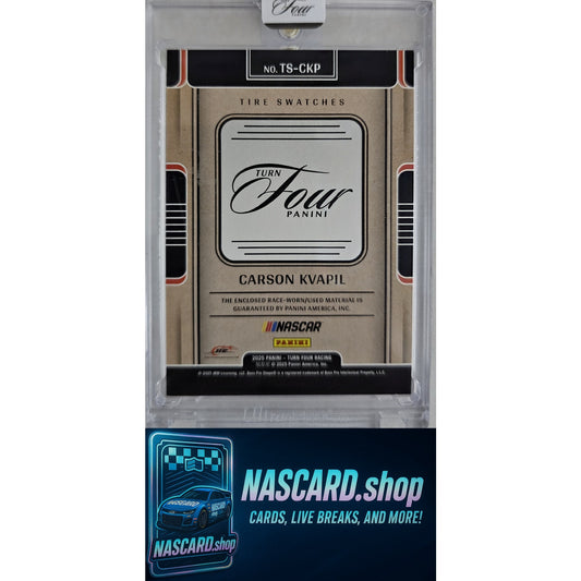 2025 Panini Turn Four #TS-CKP Carson Kvapil Tire Swatches #/99