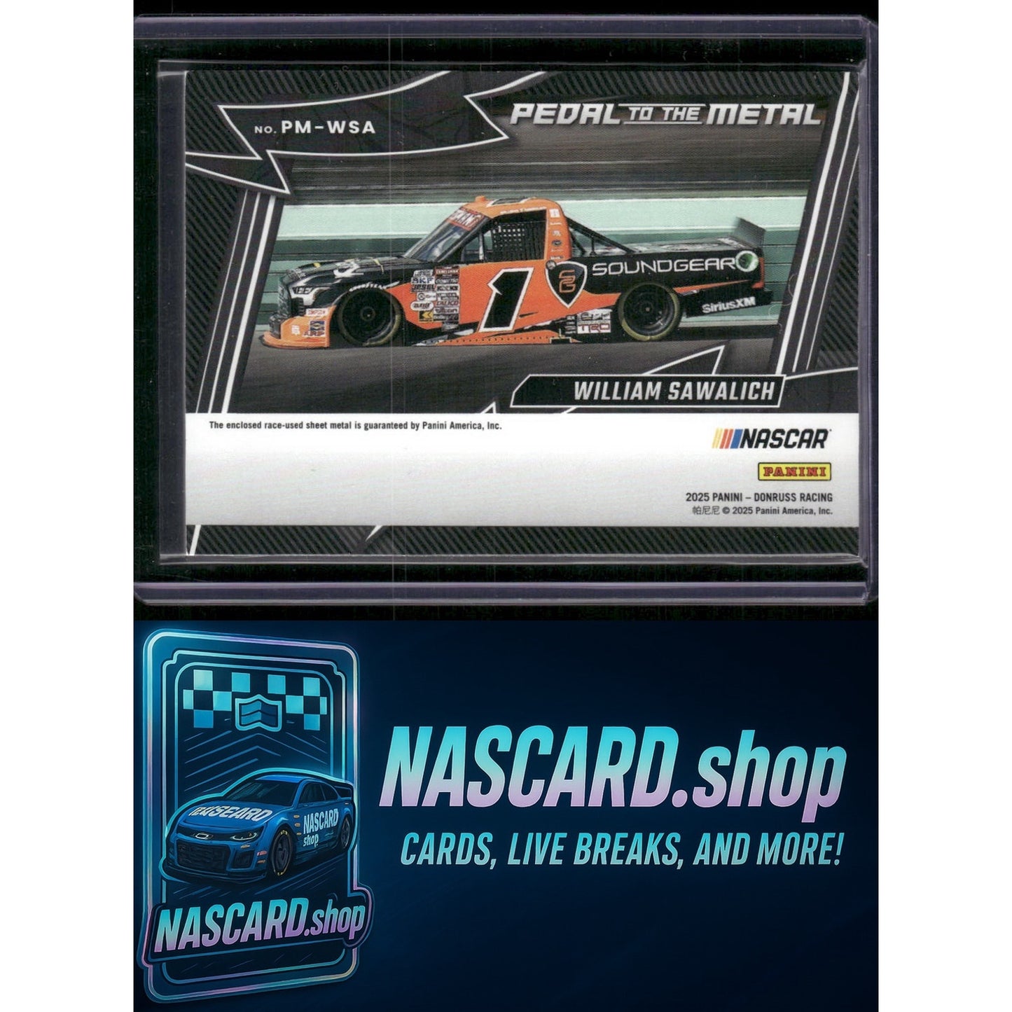 2025 Donruss #PM-WSA William Sawalich Pedal to the Metal Materials