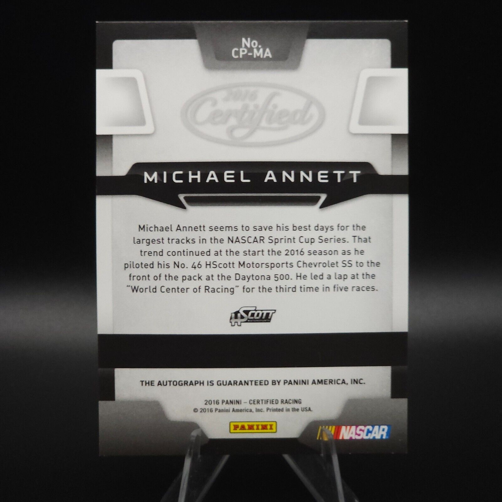 2016 Panini Certified Potential Signatures #CP-MA Michael Annett /99 (AU) - NASCARD.shop