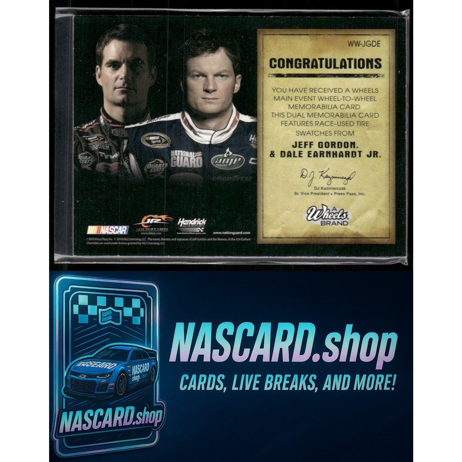 2010 Wheels Main Event Jeff Gordon Dale Earnhardt Jr. Wheel to Wheel #/50 - NASCARD.shop