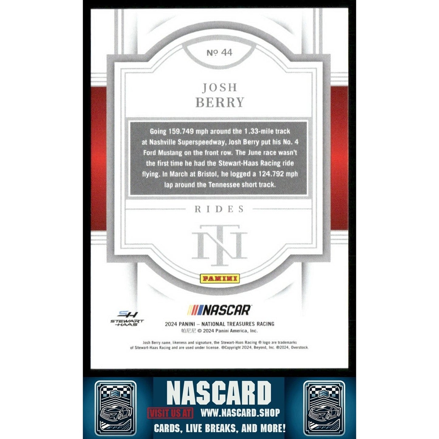 2024 Panini National Treasures Rides Josh Berry /49
