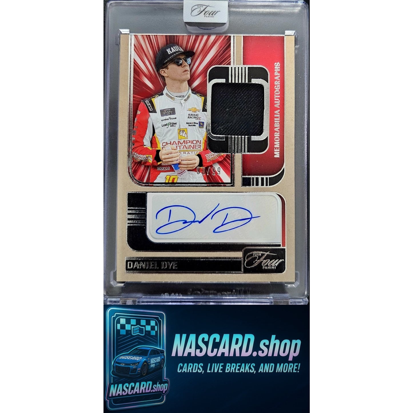 2025 Panini Turn Four Racing #MA-DDY Daniel Dye Memorabilia Autographs #/99