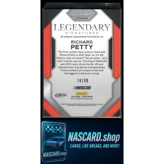 2024 Panini Prizm #LS-RPT Richard Petty Legendary Signatures Red /49