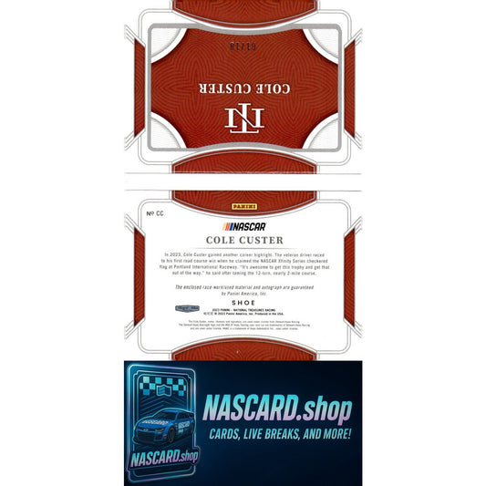 2023 National Treasures Cole Custer Jumbo Shoe Sole Signature Booklet #/10