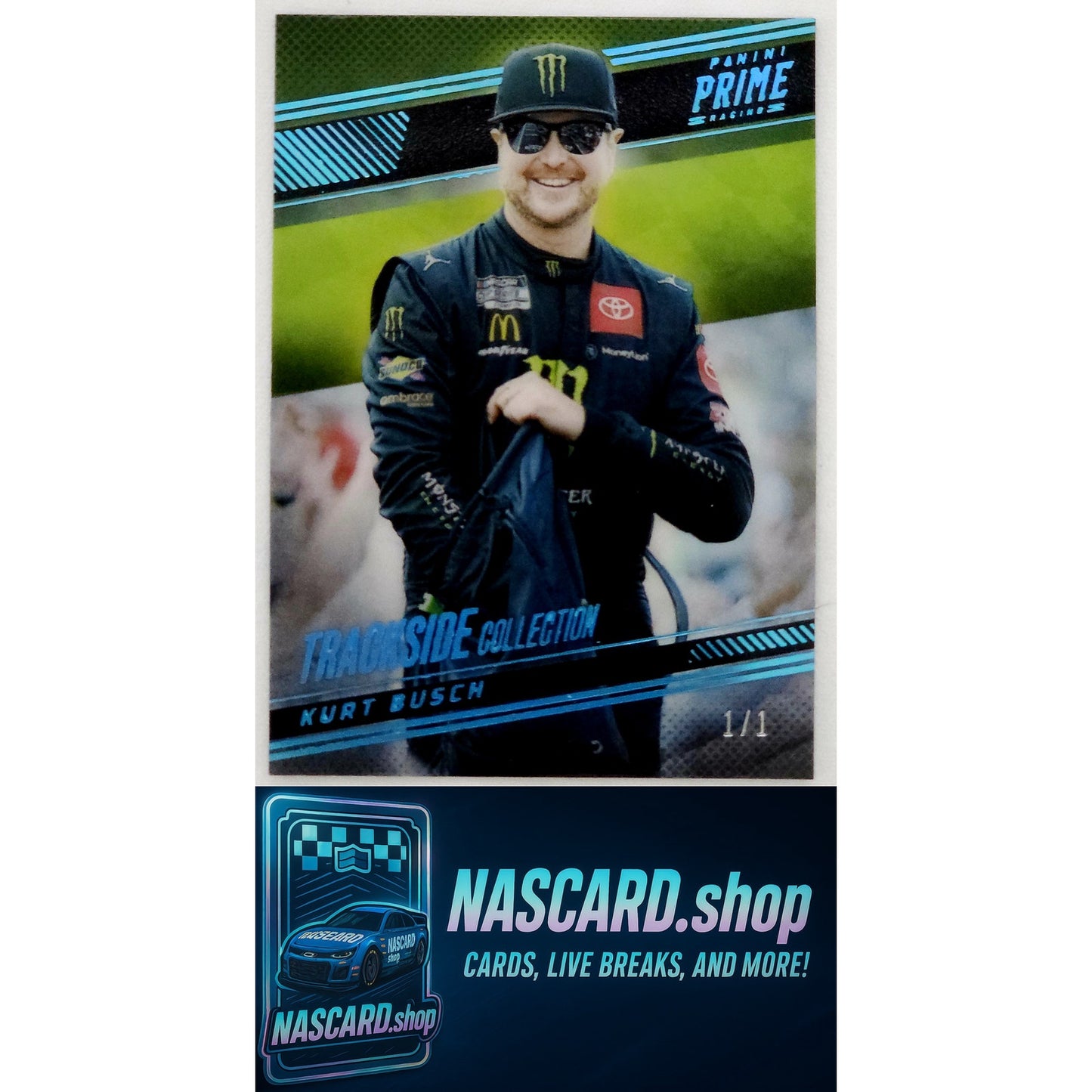 2023 Panini Prime #94 Kurt Busch Holo Platinum Blue #1/1 - NASCARD.shop
