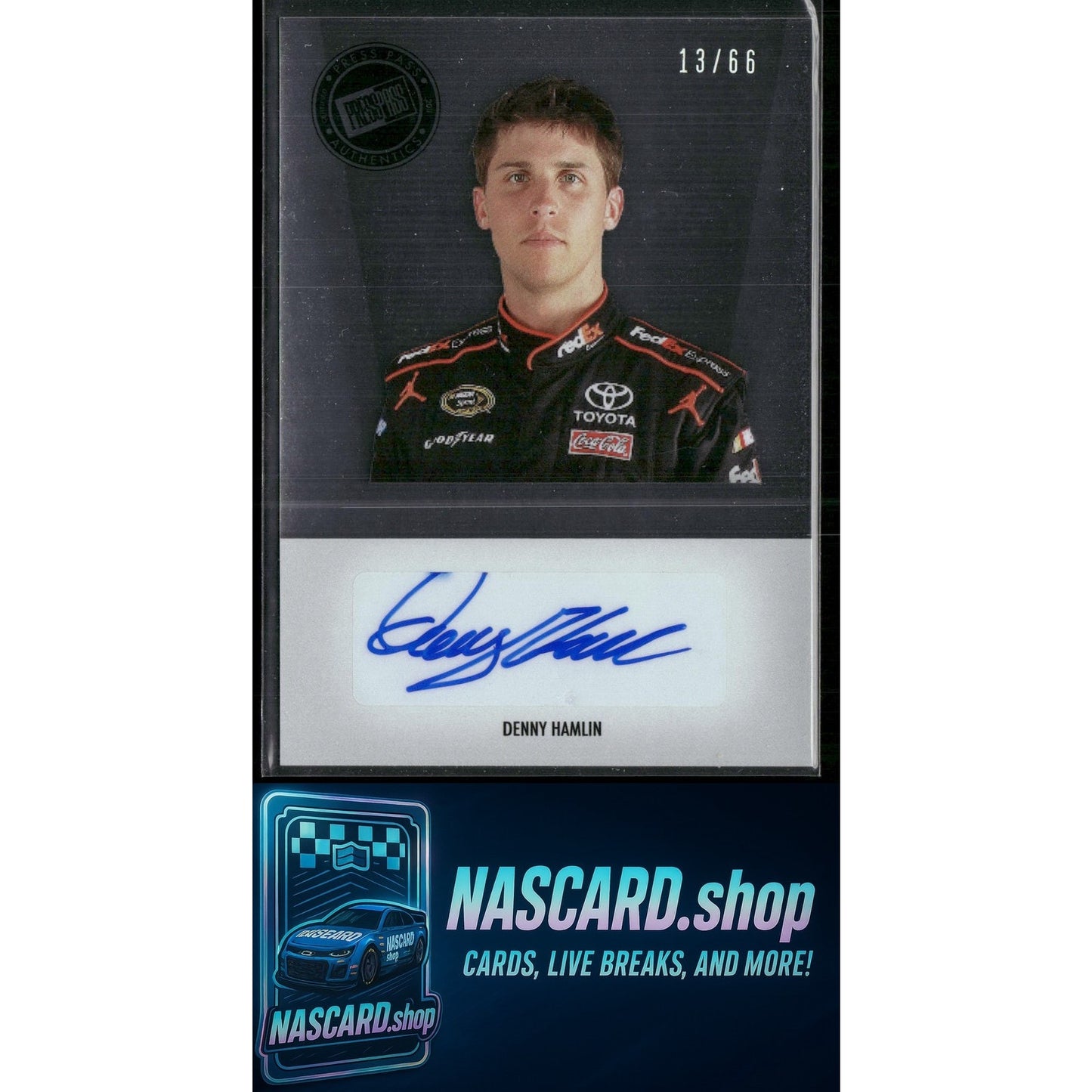 2011 Press Pass Premium #PS-DH Denny Hamlin Signatures #/66 - NASCARD.shop