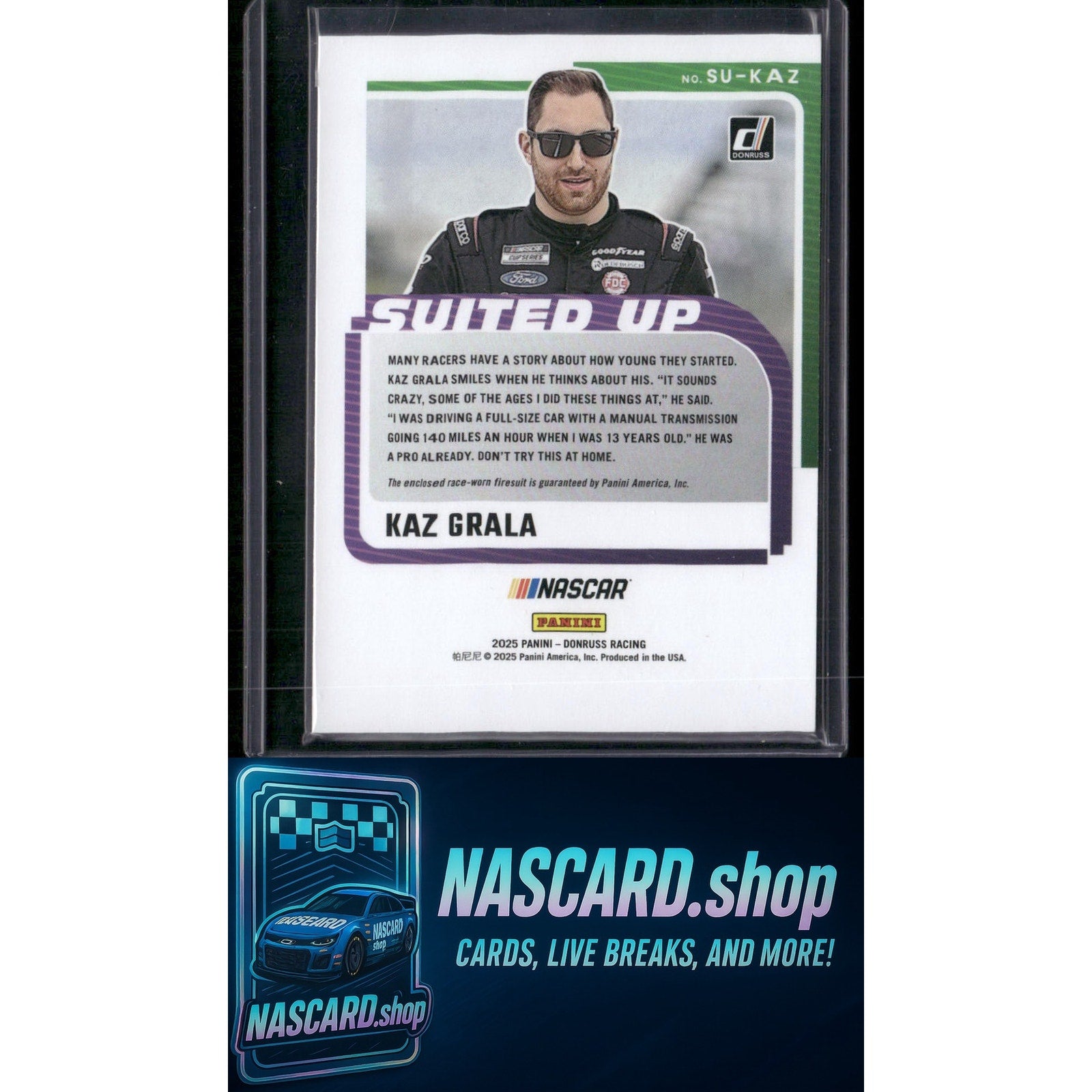 2025 Donruss #SU-KAZ Kaz Grala Suited Up Swatches - NASCARD.shop