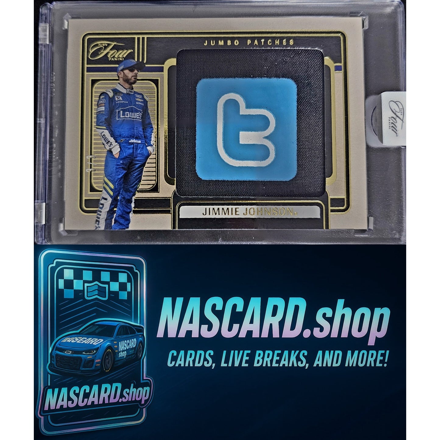 2025 Panini Turn Four Racing Jimmie Johnson Jumbo Patches #3/3 Twitter Logo