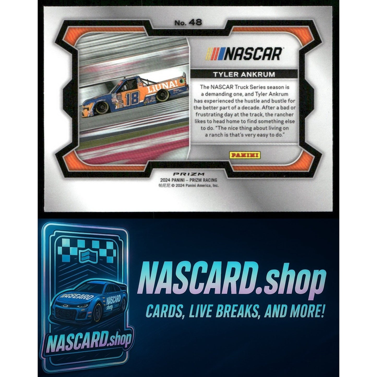 2024 Panini Prizm #48 Tyler Ankrum White Sparkle - NASCARD.shop