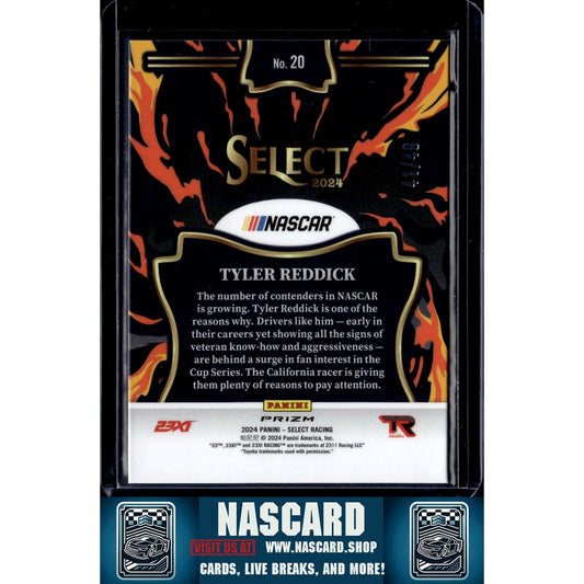 2024 Panini Select #20 Tyler Reddick En Fuego Blue Prizms - NASCARD.shop