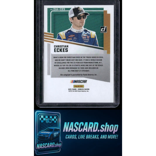 2025 Donruss #DIA-CES Christian Eckes Dialed In Autographs Red Xplosion #/49