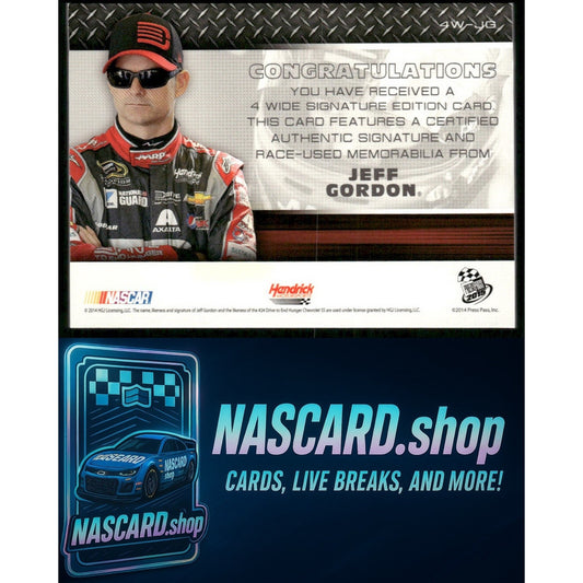 2015 Press Pass Cup Chase #4W-JG Jeff Gordon 4-Wide Signature Edition Blue #/10