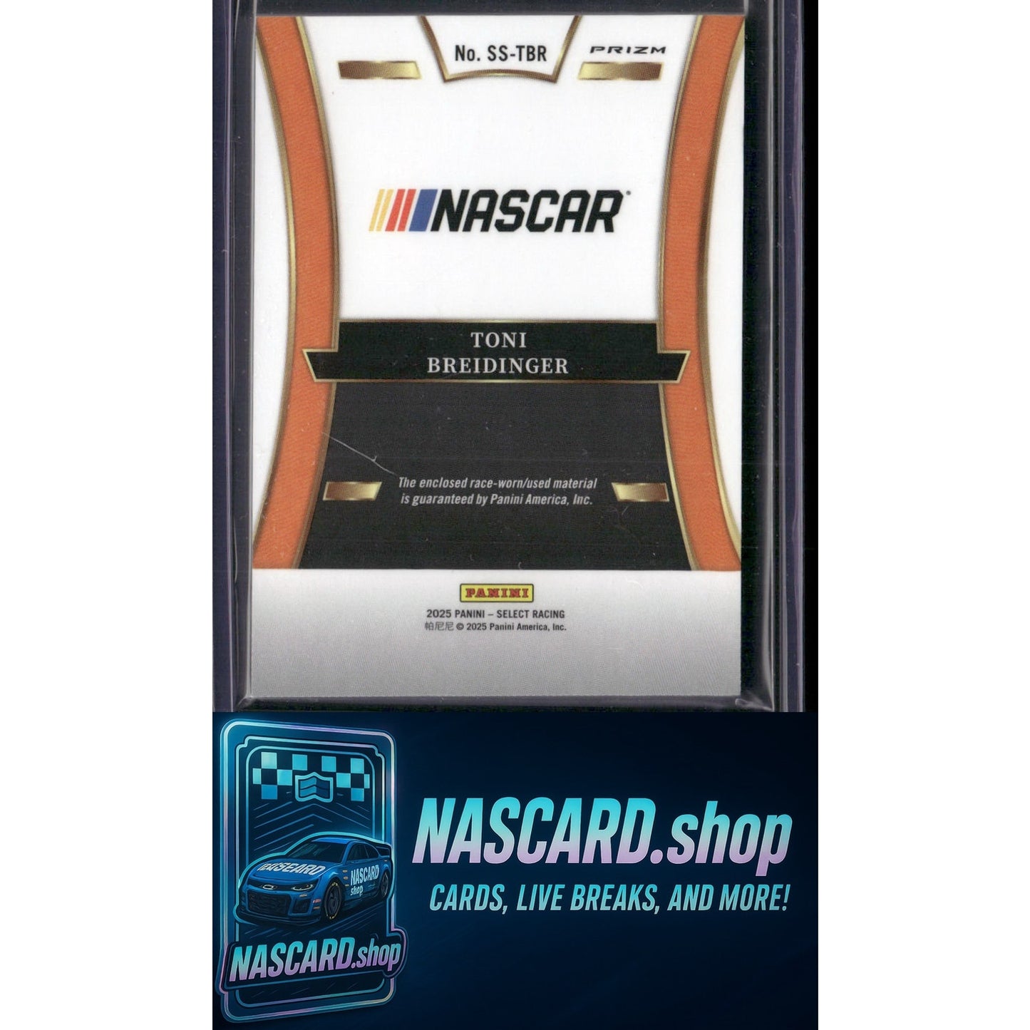 2025 Panini Select #SS-TBR Toni Breidinger Selective Swatches - NASCARD.shop