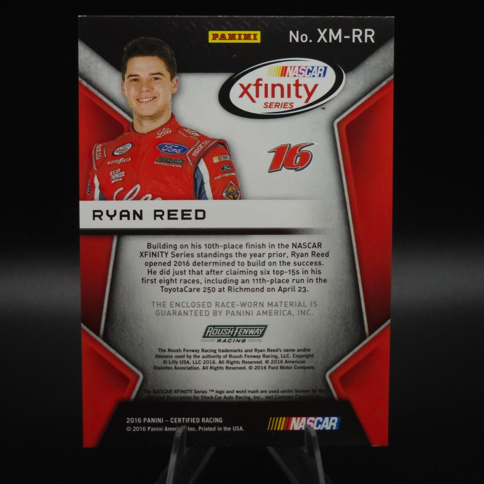 2016 Panini Certified - Xfinity Materials #XM-RR Ryan Reed /249 (MEM) - NASCARD.shop
