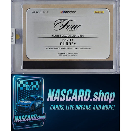 2025 Panini Turn Four #CSS-BCY Bayley Currey Center Stage Signatures Red #/15