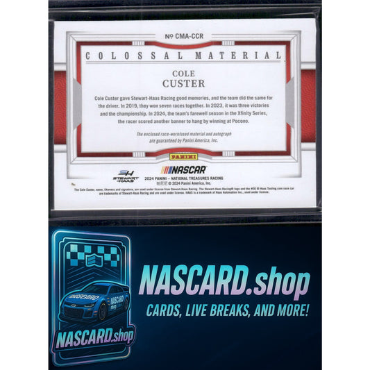 2024 Panini National Treasures #CMA-CCR Cole Custer Colossal Material Auto #/49