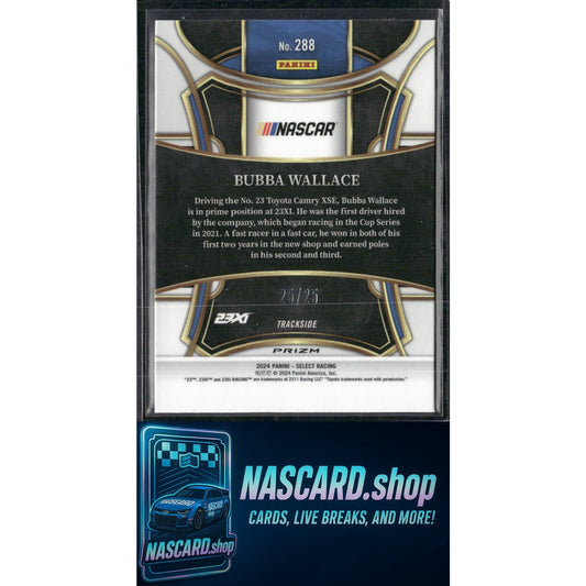 2024 Panini Select Trackside #288 Bubba Wallace Red and Blue Prizms #25/25 - NASCARD.shop