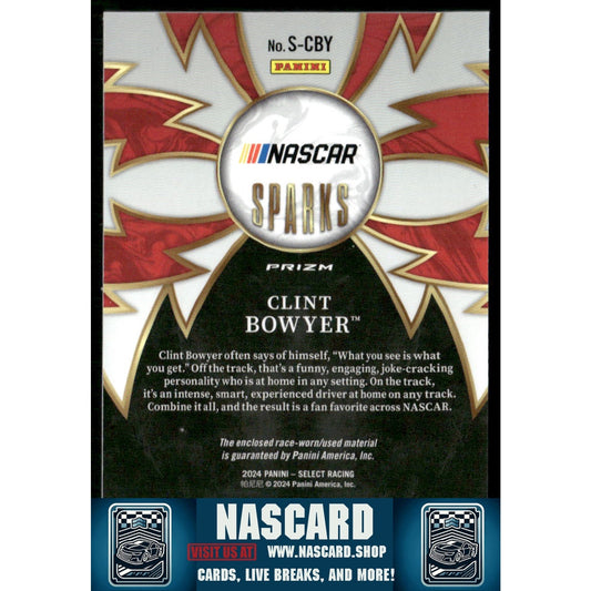 2024 Panini Select #S-CBY Clint Bowyer Sparks Flash Prizms - NASCARD.shop