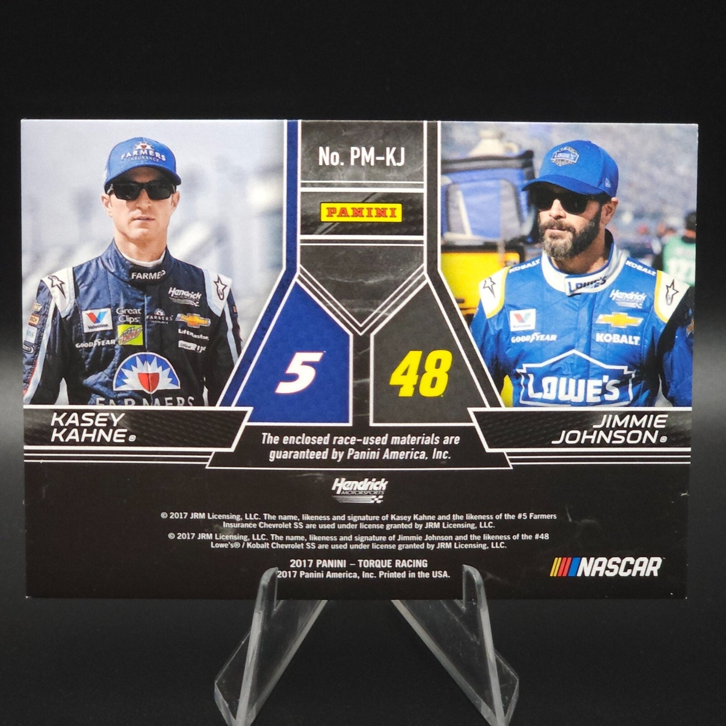2017 Panini Torque Pairings Materials Green Jimmie Johnson Kasey Kahne /25