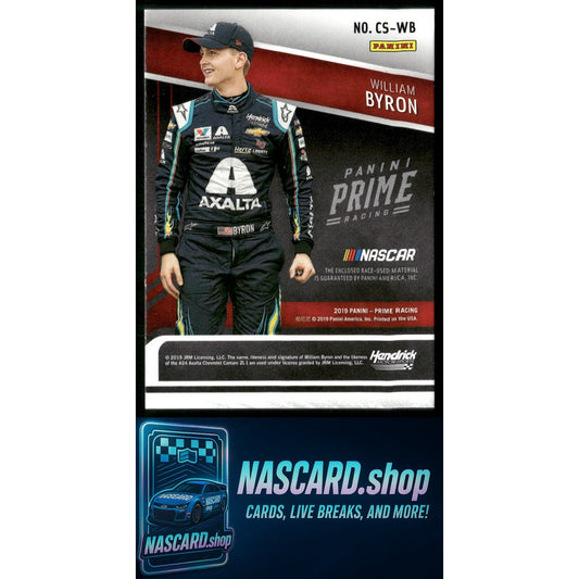 2019 Panini Prime #CS-WB William Byron Clear Silhouettes Platinum Blue #1/1 - NASCARD.shop