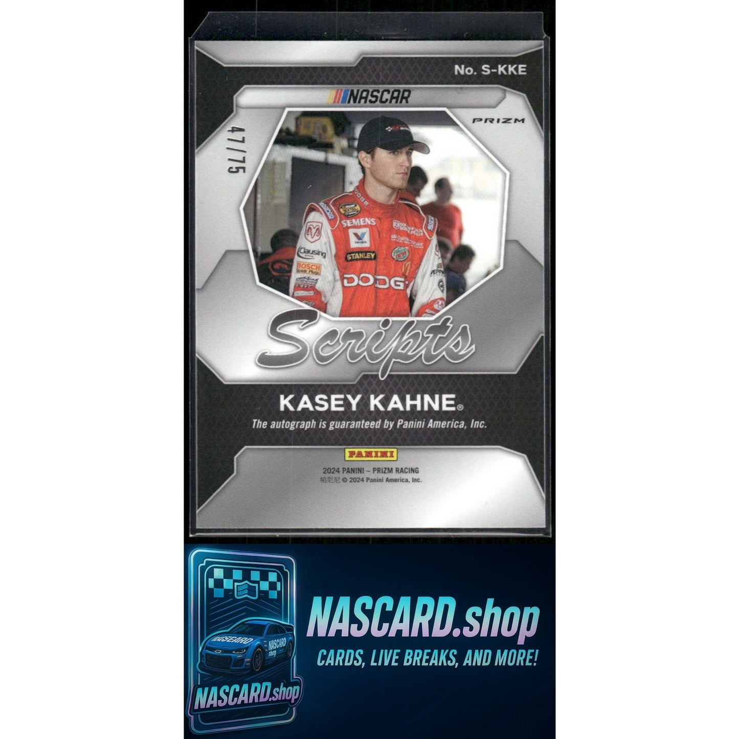 2024 Panini Prizm #S-KKE Kasey Kahne Scripts Red #/75