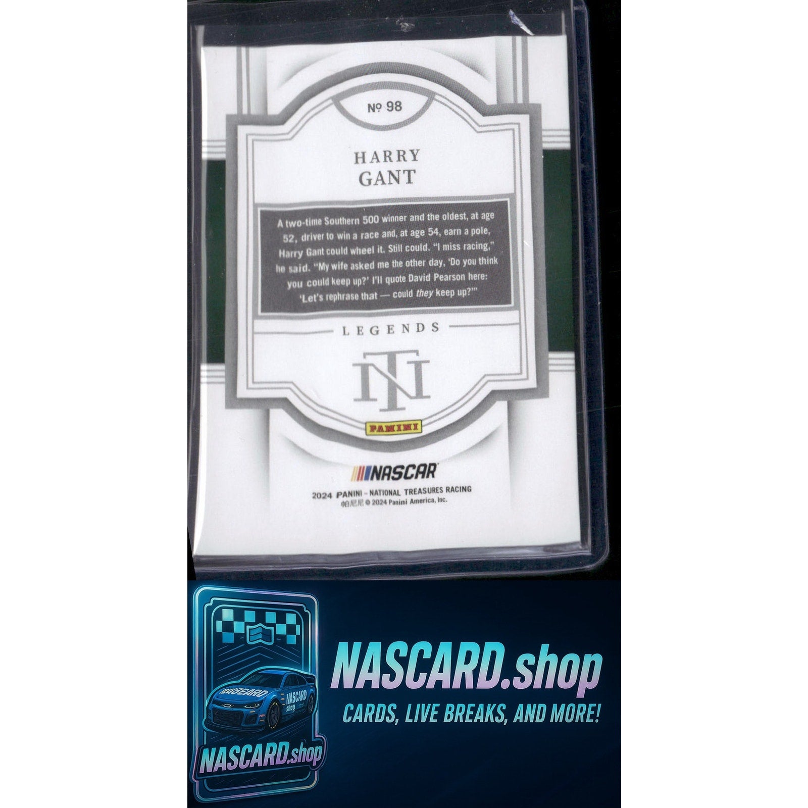 2024 Panini National Treasures #98 Harry Gant Holo Silver #/25 - NASCARD.shop