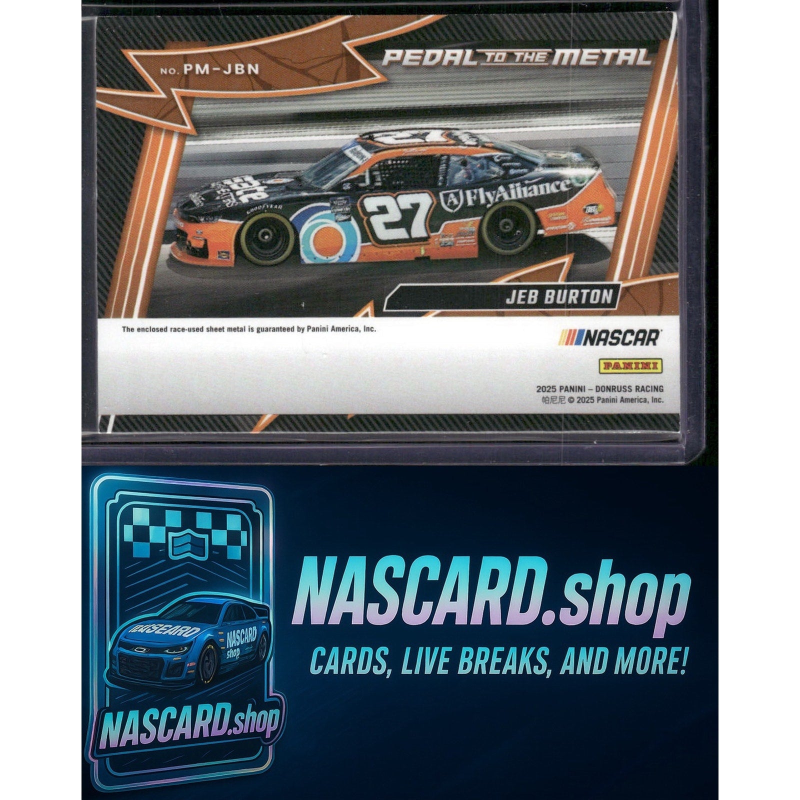 2025 Donruss #PM-JBN Jeb Burton Pedal to the Metal Materials - NASCARD.shop