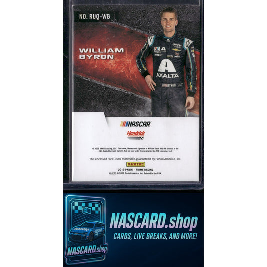2019 Panini Prime William Byron Race Used Quads Sheet Metal Platinum Blue 1/1 - NASCARD.shop