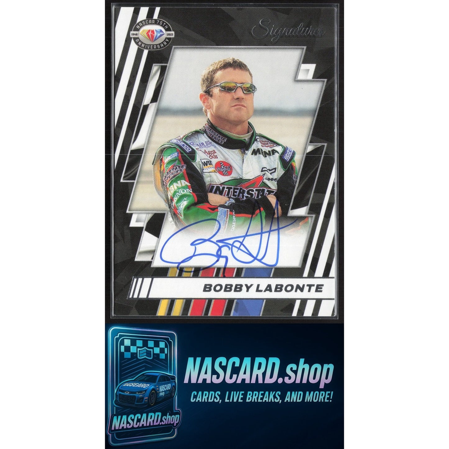 2023 Panini Prizm #75-BL Bobby Labonte NASCAR 75th Anniversary Signatures