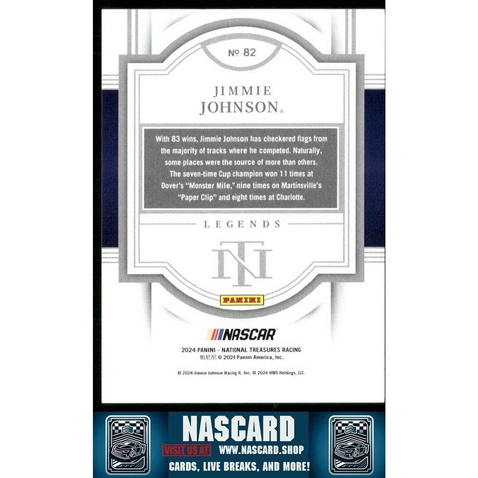 2024 National Treasures Base #82 Purple Jimmie Johnson 2/3