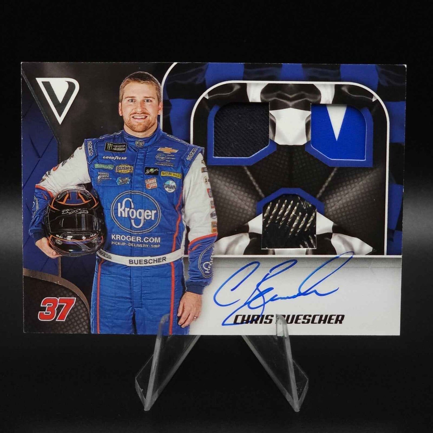 2019 Panini Victory Lane - Triple Swatch Signatures Chris Buescher (AU, MEM) - NASCARD.shop