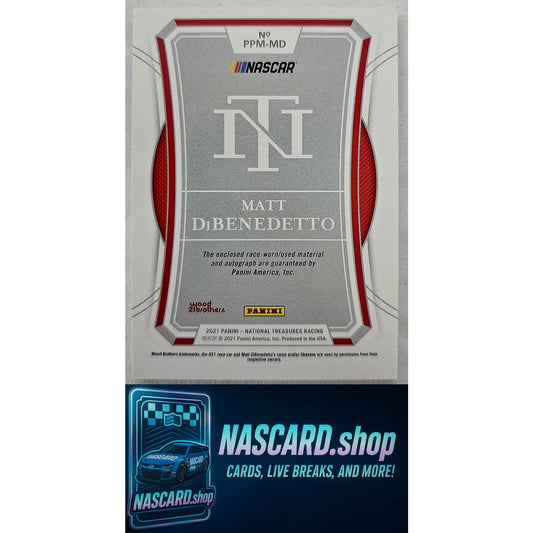 2021 National Treasures Matt DiBenedetto Premium Patches Midnight Silver /25