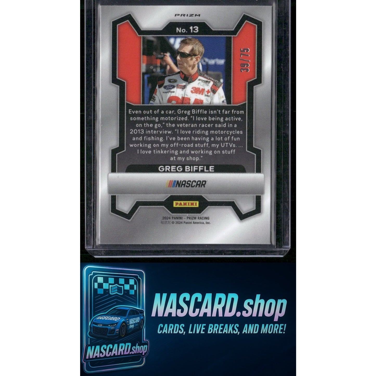 2024 Panini Prizm #13 Greg Biffle Checkered Flag #/75