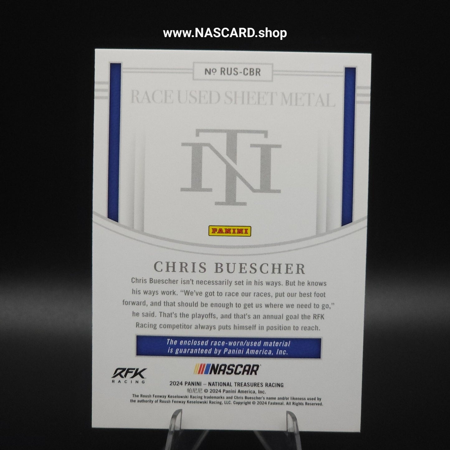 2024 Panini National Treasures Race Used Sheet Metal Chris Buescher /99 - NASCARD.shop