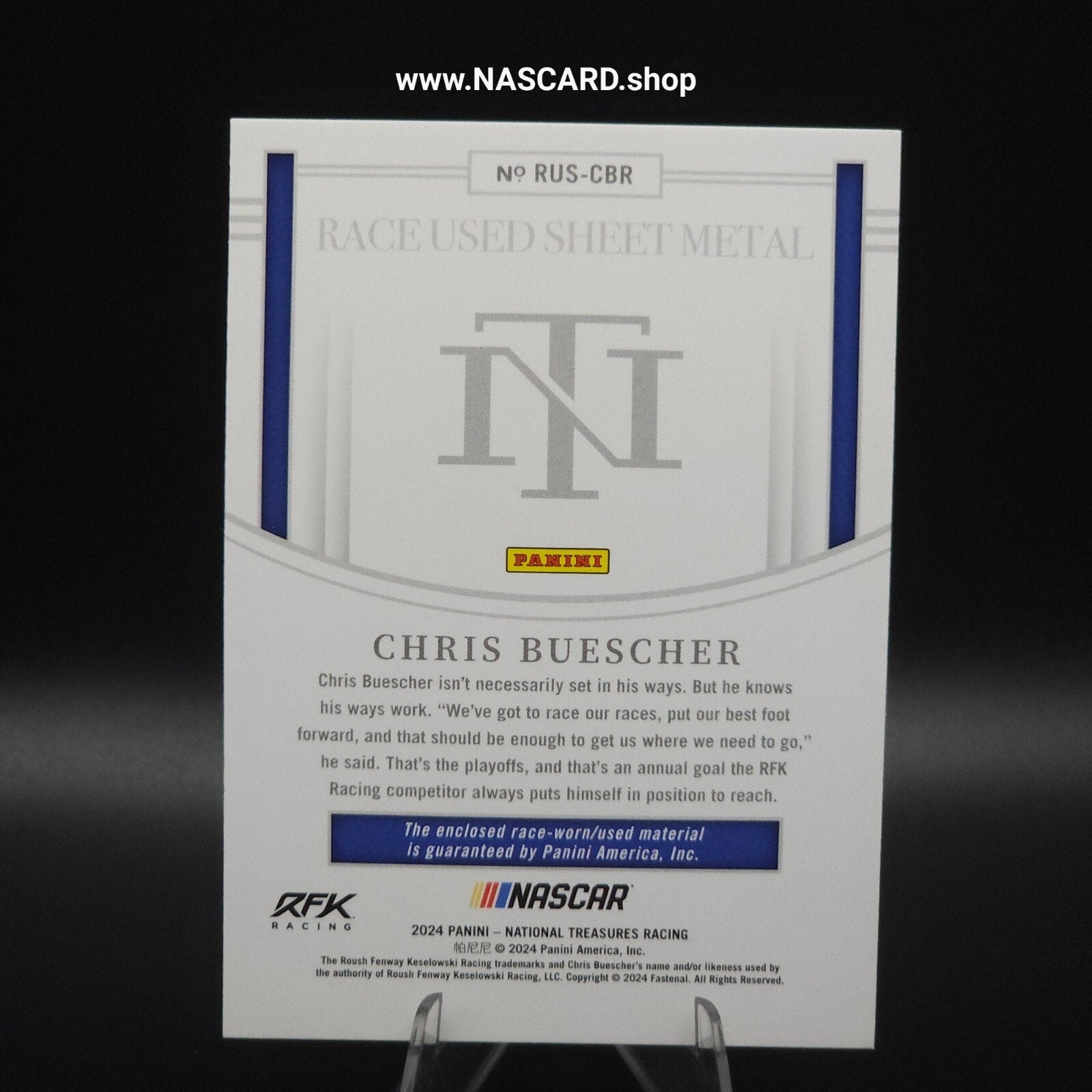 2024 Panini National Treasures Race Used Sheet Metal Chris Buescher /99 - NASCARD.shop
