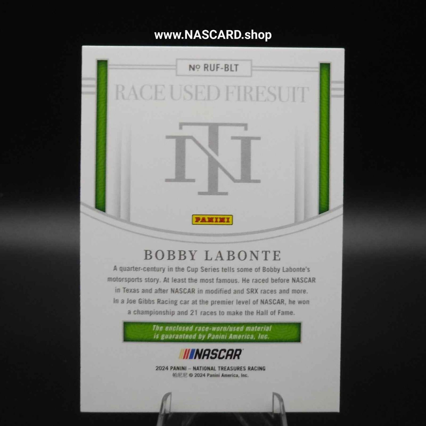 2024 National Treasures Race Used Firesuit Holo Silver Bobby Labonte 01/25