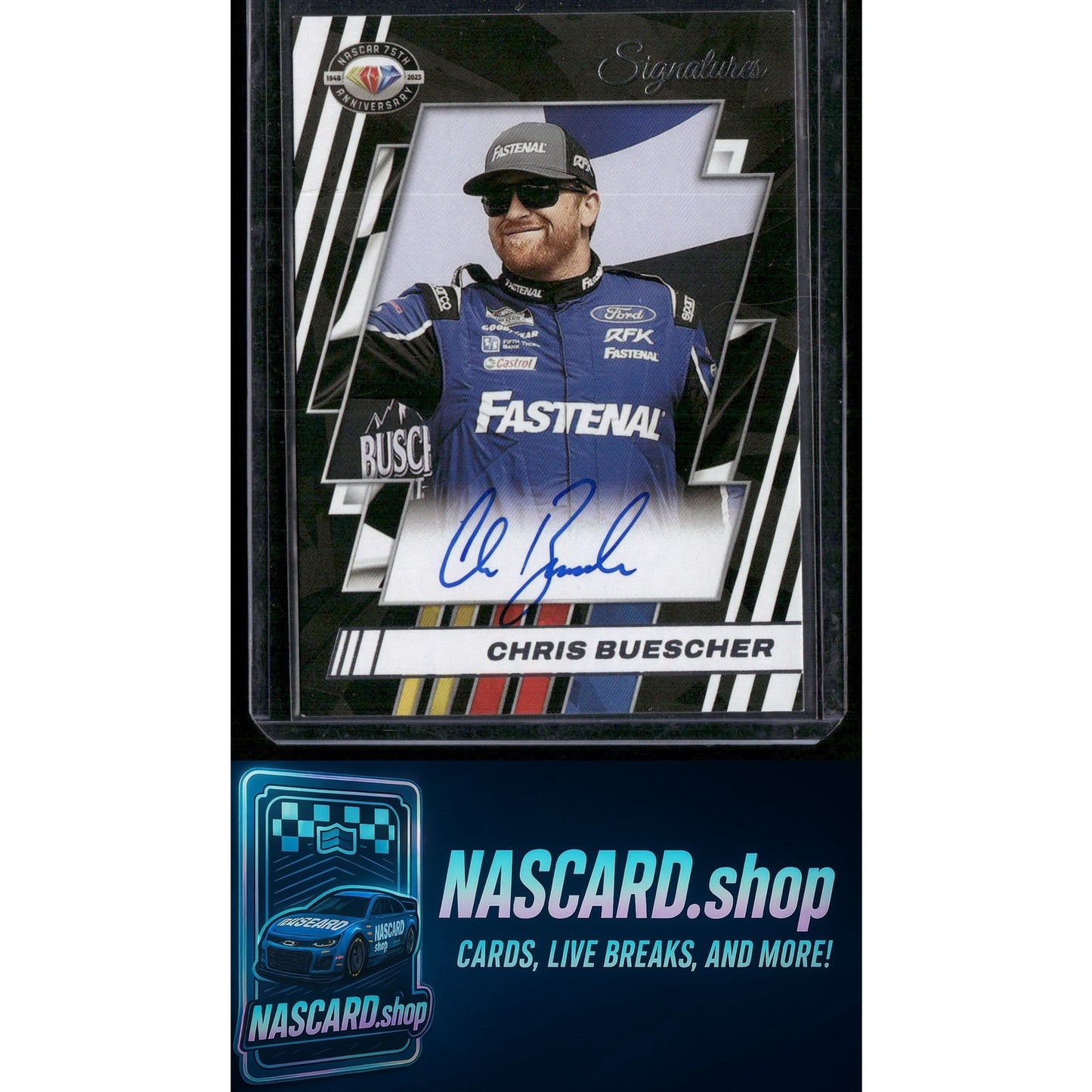 2024 Donruss #75-BU Chris Buescher NASCAR 75th Anniversary Signatures
