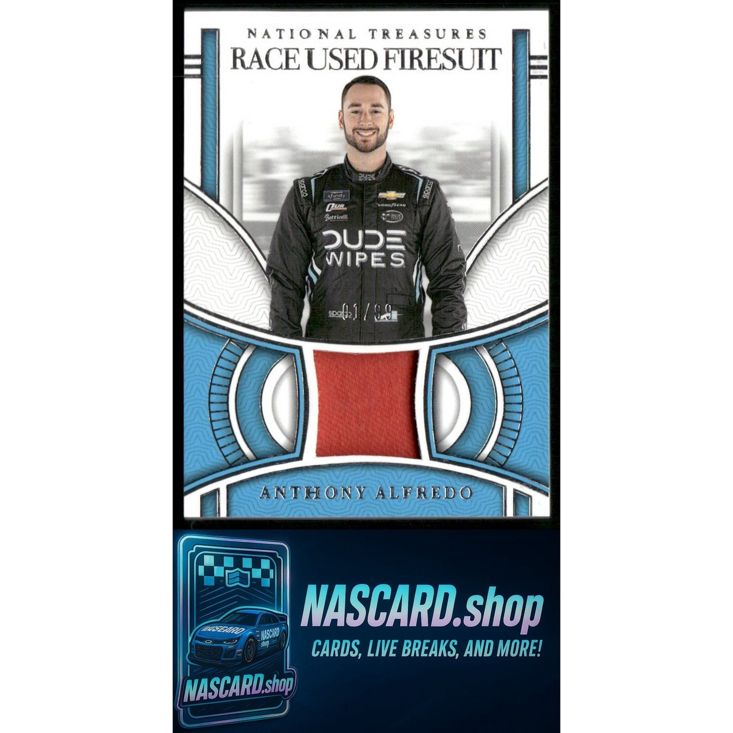 2024 Panini National Treasures Anthony Alfredo Race Used Firesuit #01/99