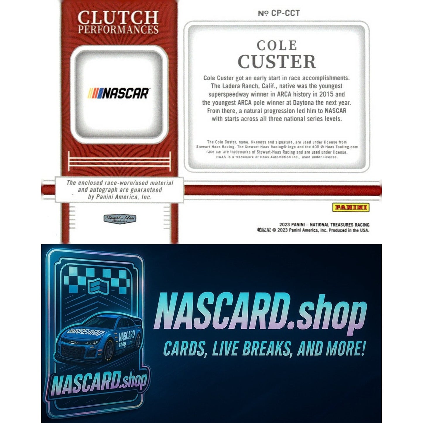 2023 Panini National Treasures #CP-CCT Cole Custer Clutch Performances Green #/5