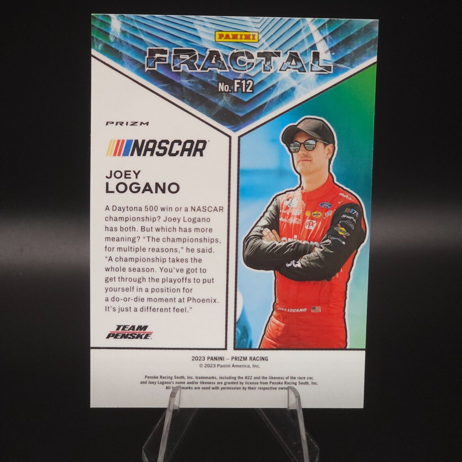 2023 Panini Prizm - Fractal White Sparkle Prizm #F12 Joey Logano - NASCARD.shop