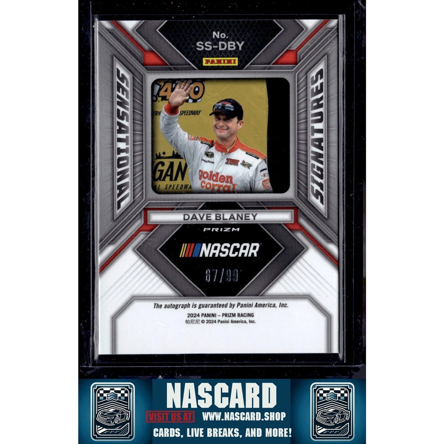 2024 Panini Prizm #SS-DBY Dave Blaney Sensational Signatures Red #/99