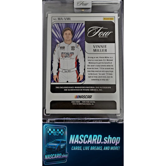 2025 Panini Turn Four Vinnie Miller Memorabilia Autographs Holo Silver #/75
