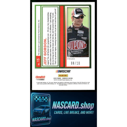 2025 Donruss #15 Jeff Gordon Optic Signatures Gold #/10 - NASCARD.shop
