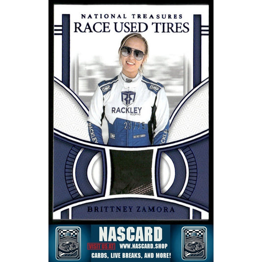 2024 National Treasures Race Used Tires Blue Brittney Zamora /75 - NASCARD.shop